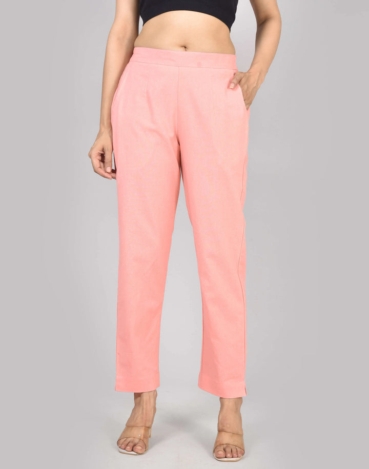 PEACH SOLID AIRY LINEN PANTS