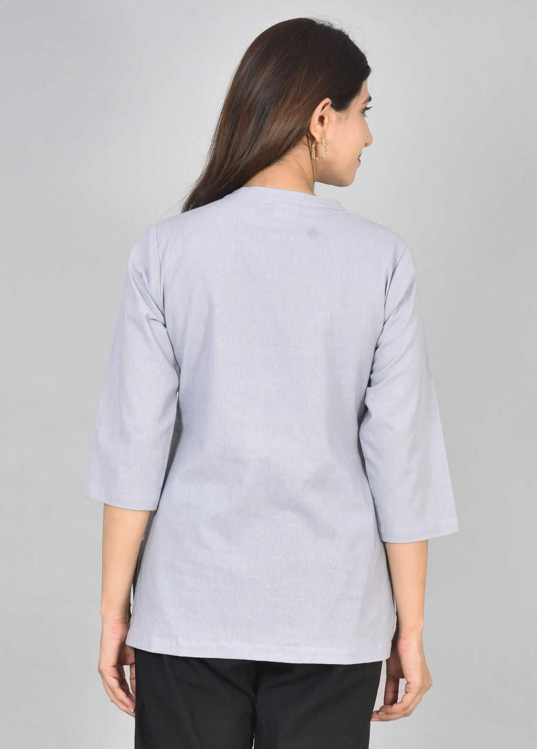 Airy Linen Short Kurti Combo- Lavender Gray & Sky