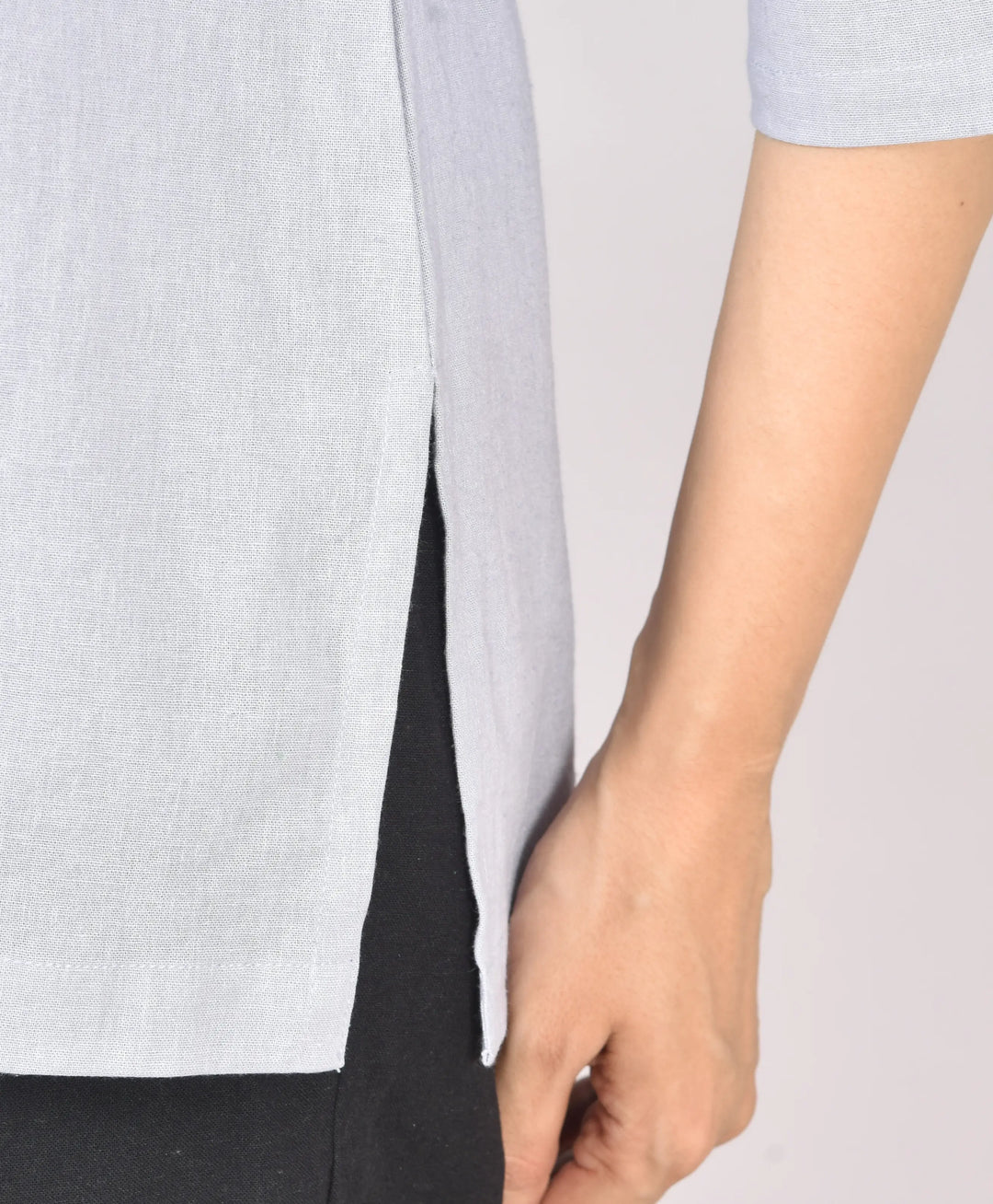 Lavender grey airy linen short kurti