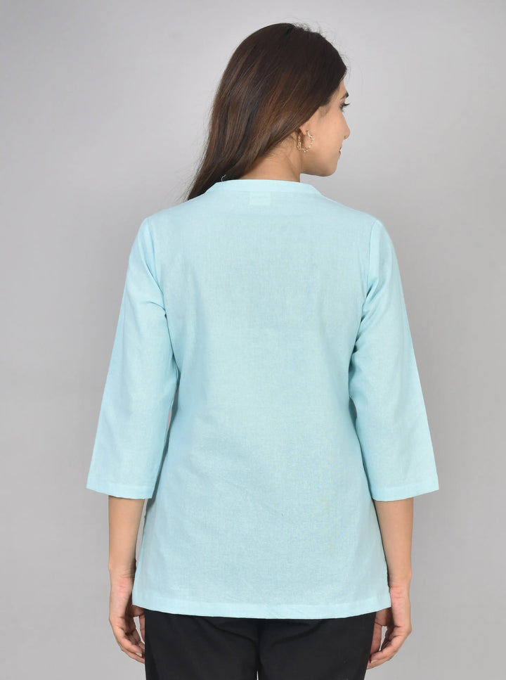 Sky airy linen short kurti