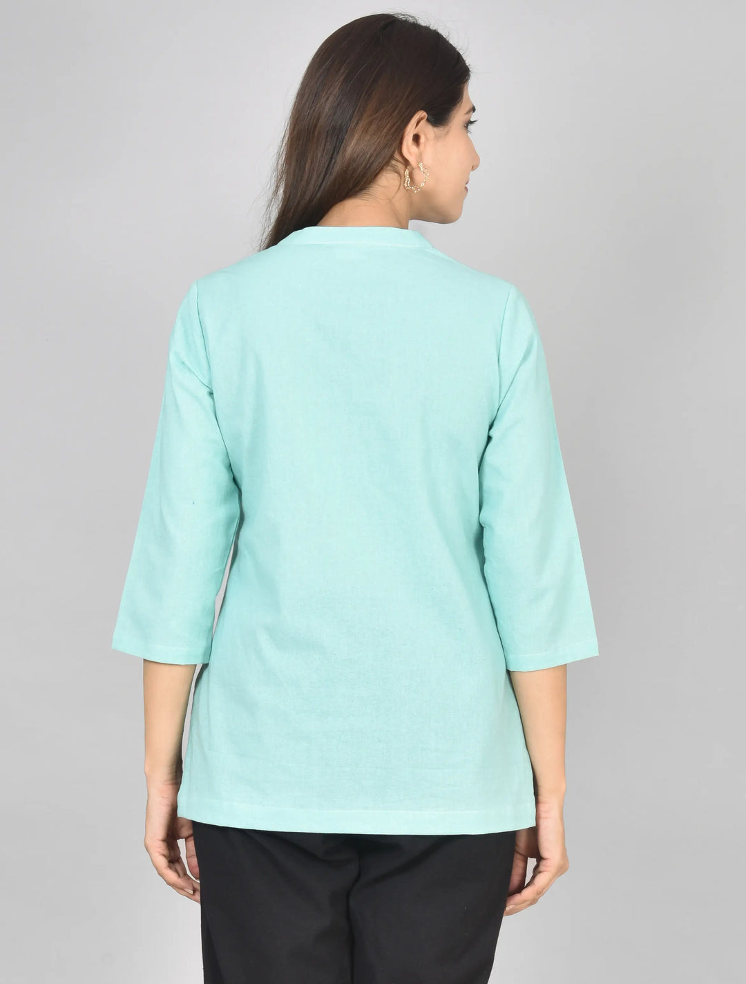 Airy Linen Short Kurti Combo- Turquoise & Sky