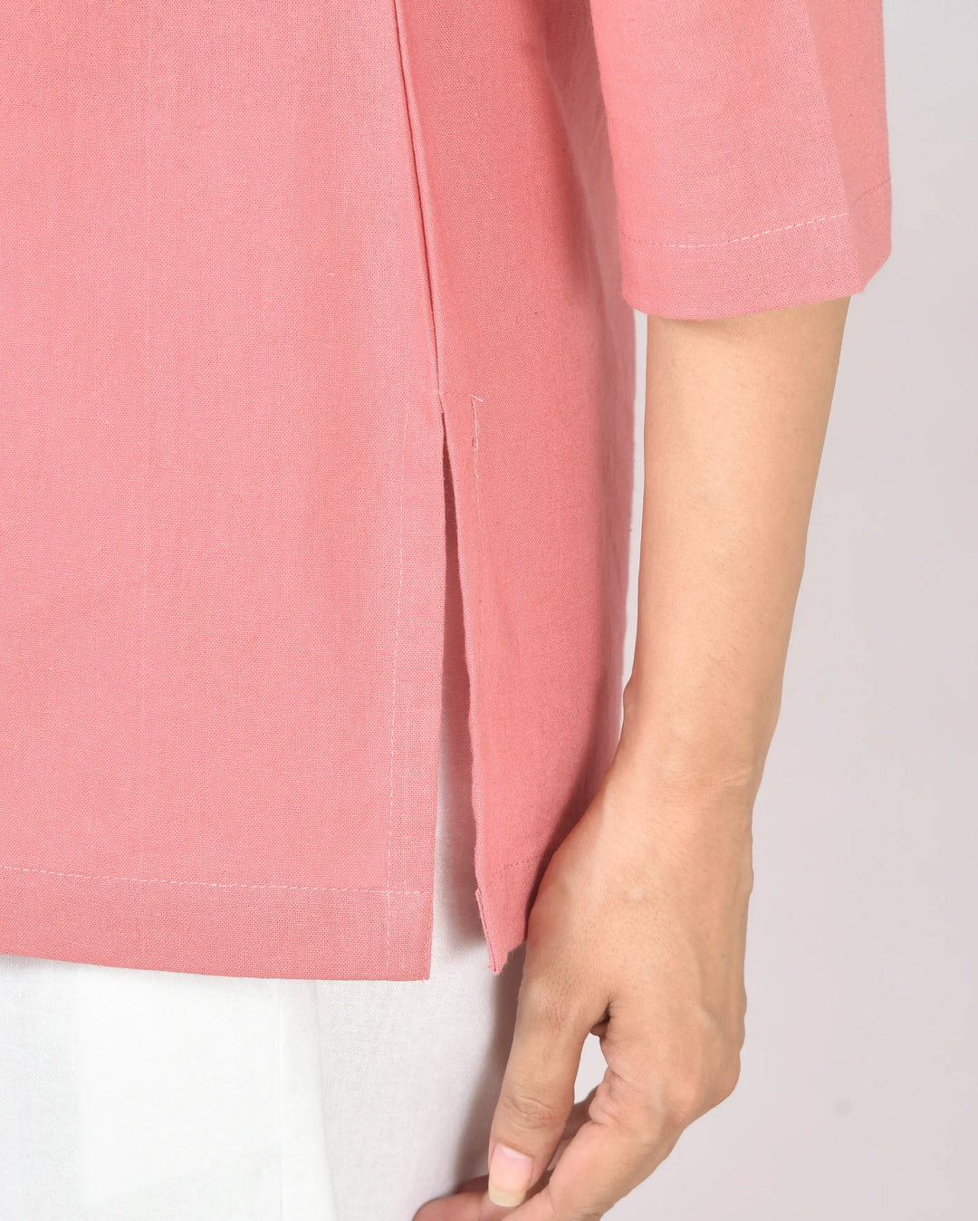 Peach blossom airy linen short kurti