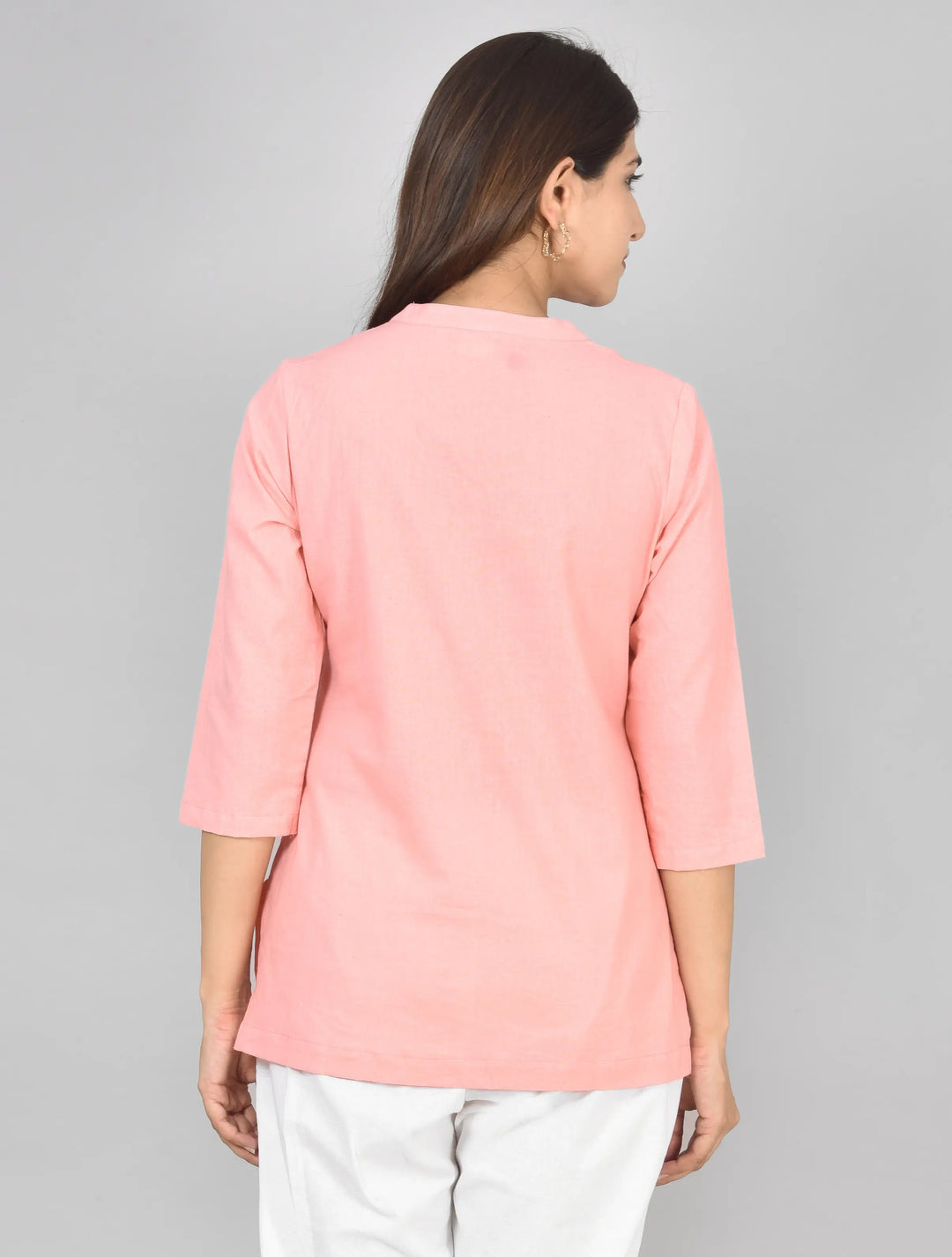 Peach airy linen short kurti