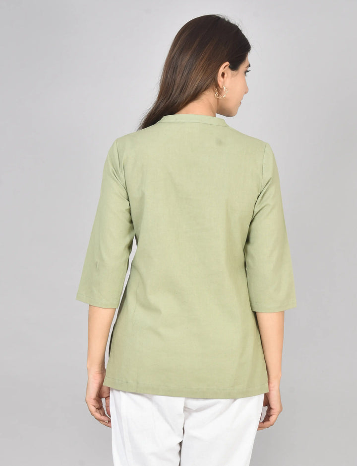 Sage green airy linen short kurti