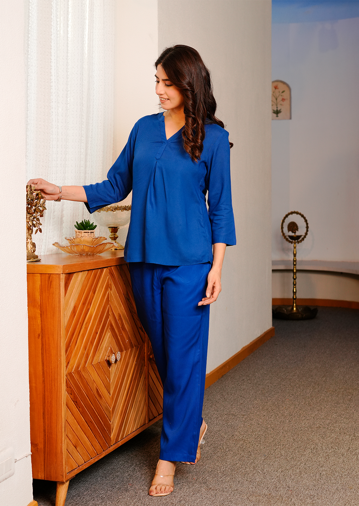 Royal Blue  Viscose co-ord set
