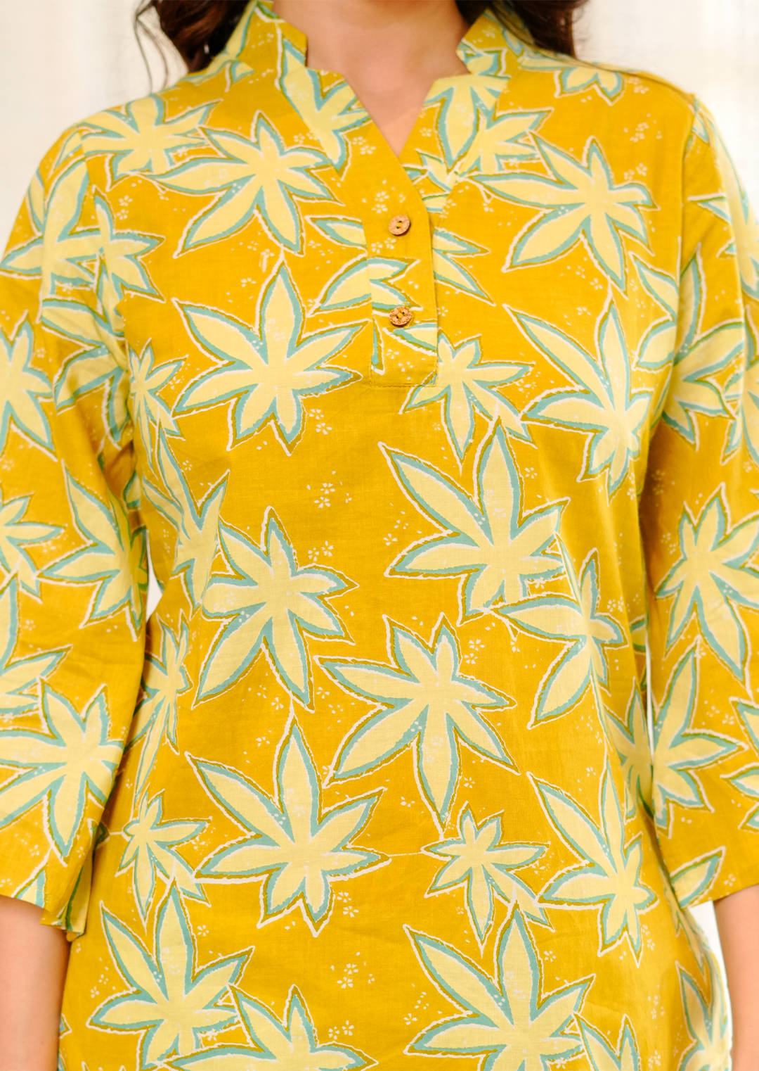 Star yellow printed cotton co-ord set