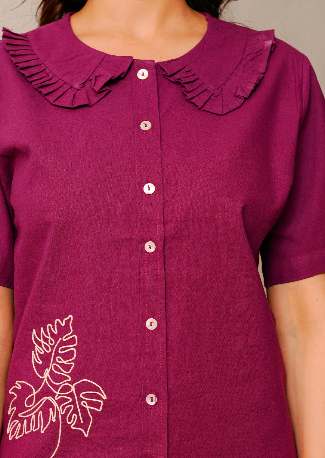 Wine Embroidered Co-ord Set