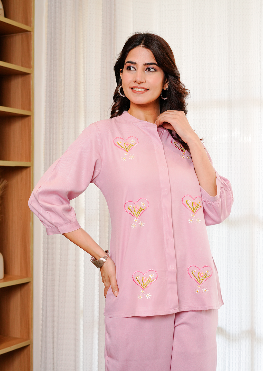 Orchid Pink Embroidered Co-ords Set