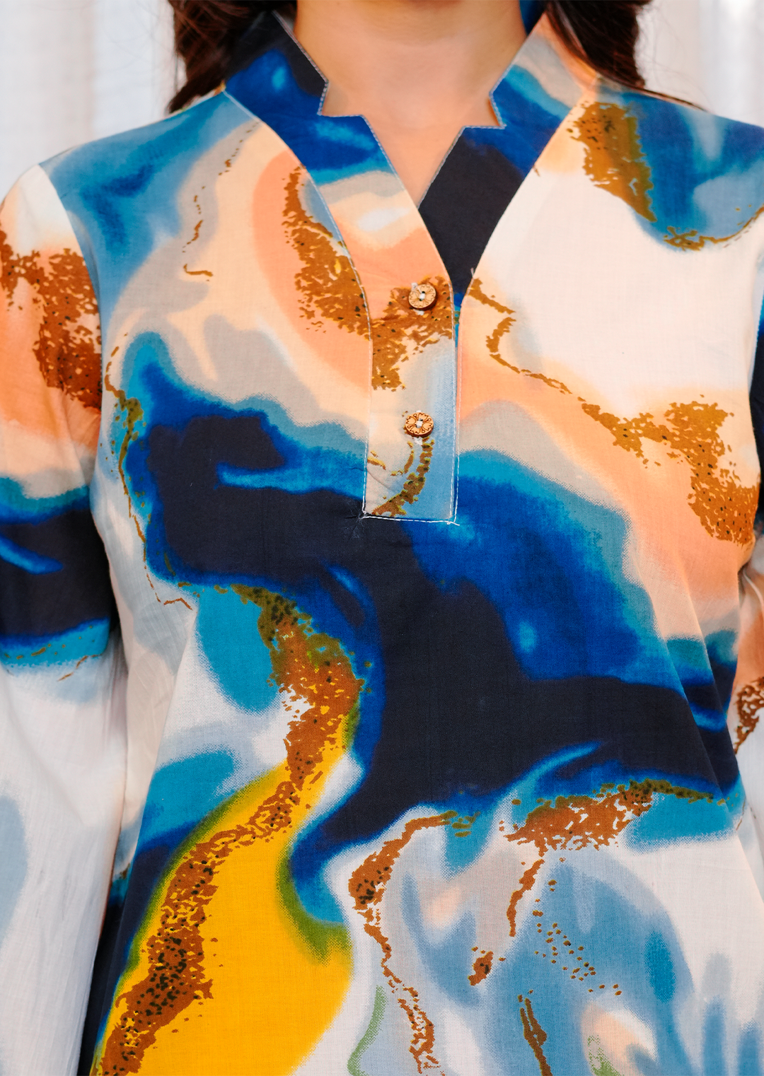 Multicolor printed marble cotton co-ord Set