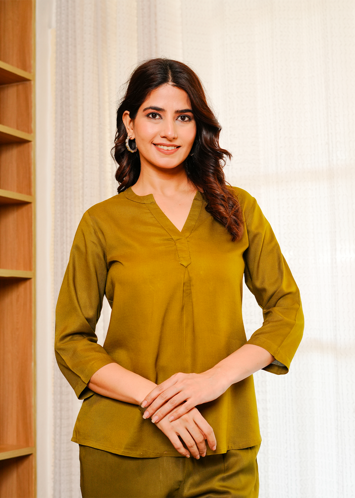 Deep Olive  Viscose co-ord set