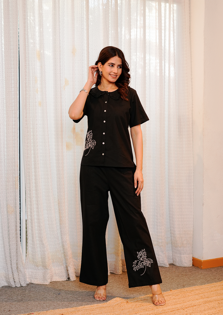 Black  Embroidered Co-ord Set