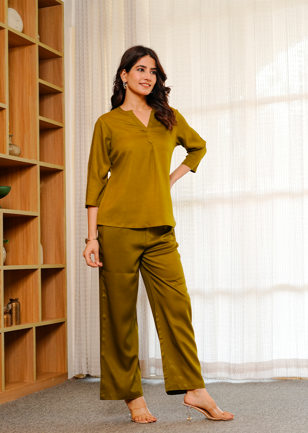 Deep Olive  Viscose co-ord set