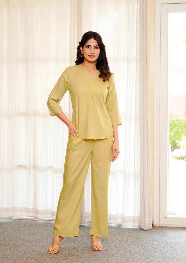 Olive Green Viscose co-ord set
