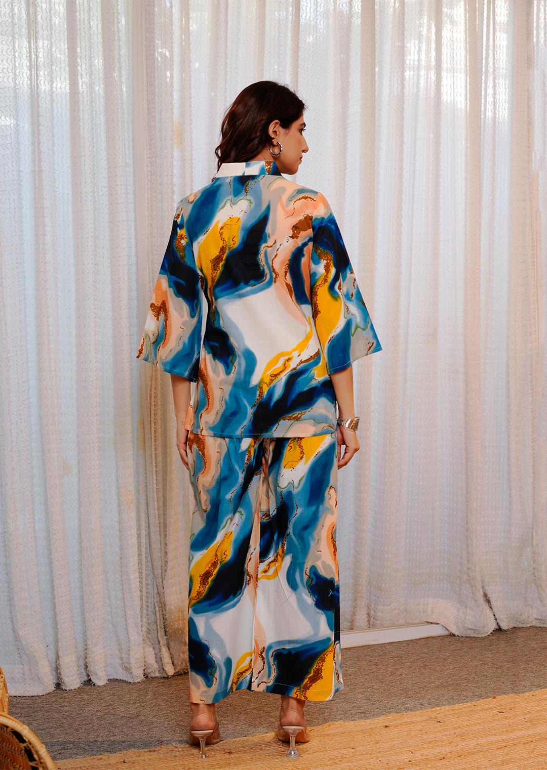 Multicolor printed marble cotton co-ord Set