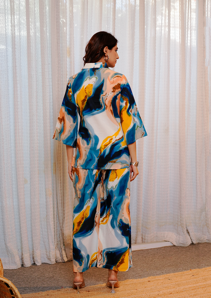 Multicolor printed marble cotton co-ord Set