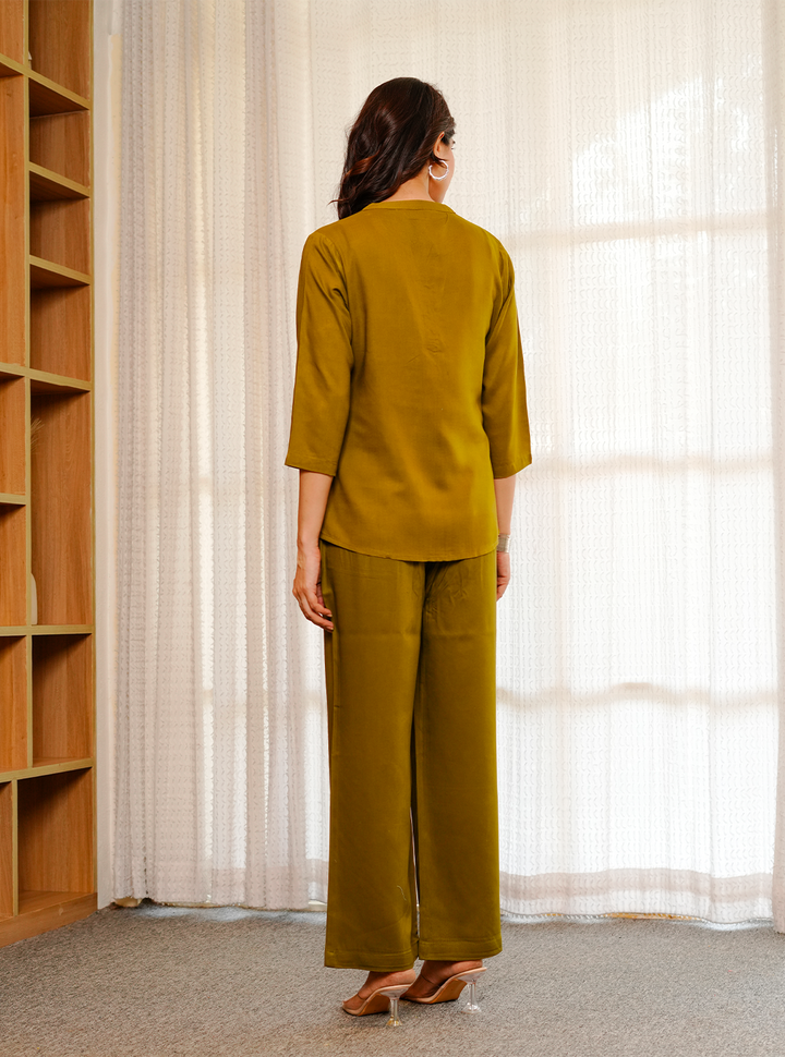 Deep Olive  Viscose co-ord set