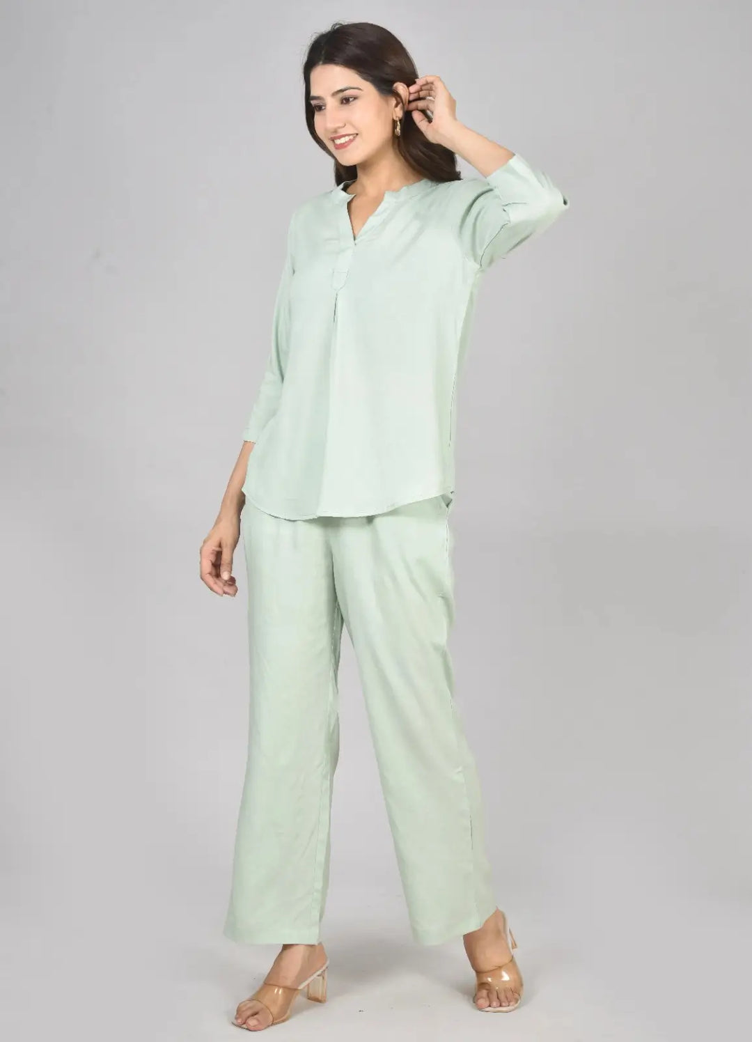 Pista Green Viscose co-ord set