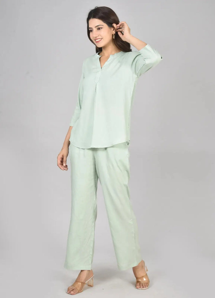 Pista Green Viscose co-ord set