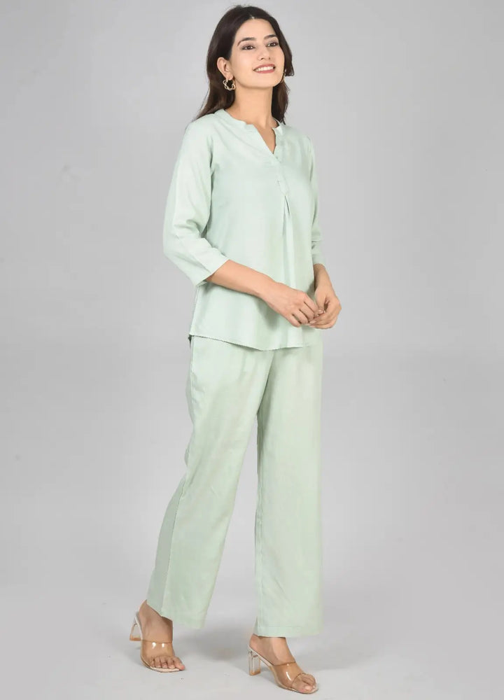 Pista Green Viscose co-ord set