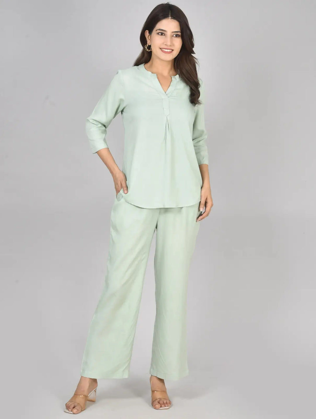 Pista Green Viscose co-ord set