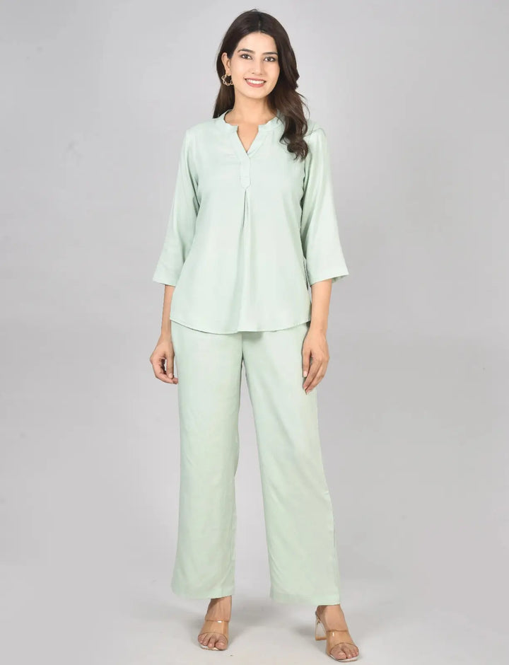 Pista Green Viscose co-ord set