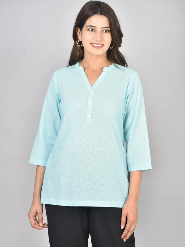 Sky airy linen short kurti