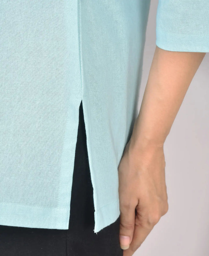 Sky airy linen short kurti