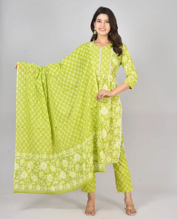 Lemon Green Kurti Set