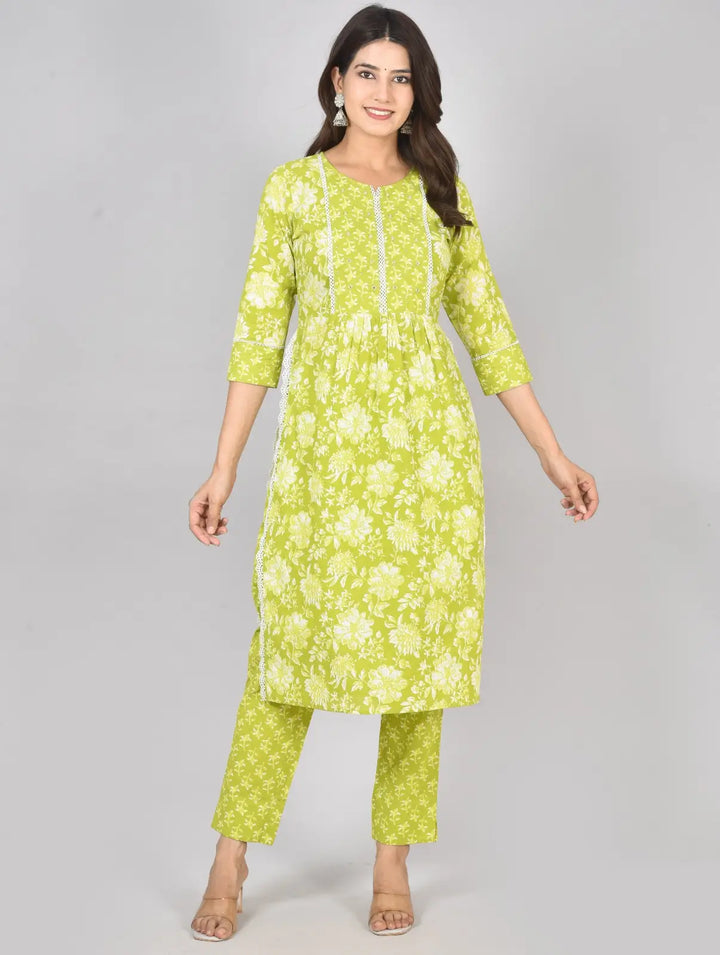 Lemon Green Kurti Set