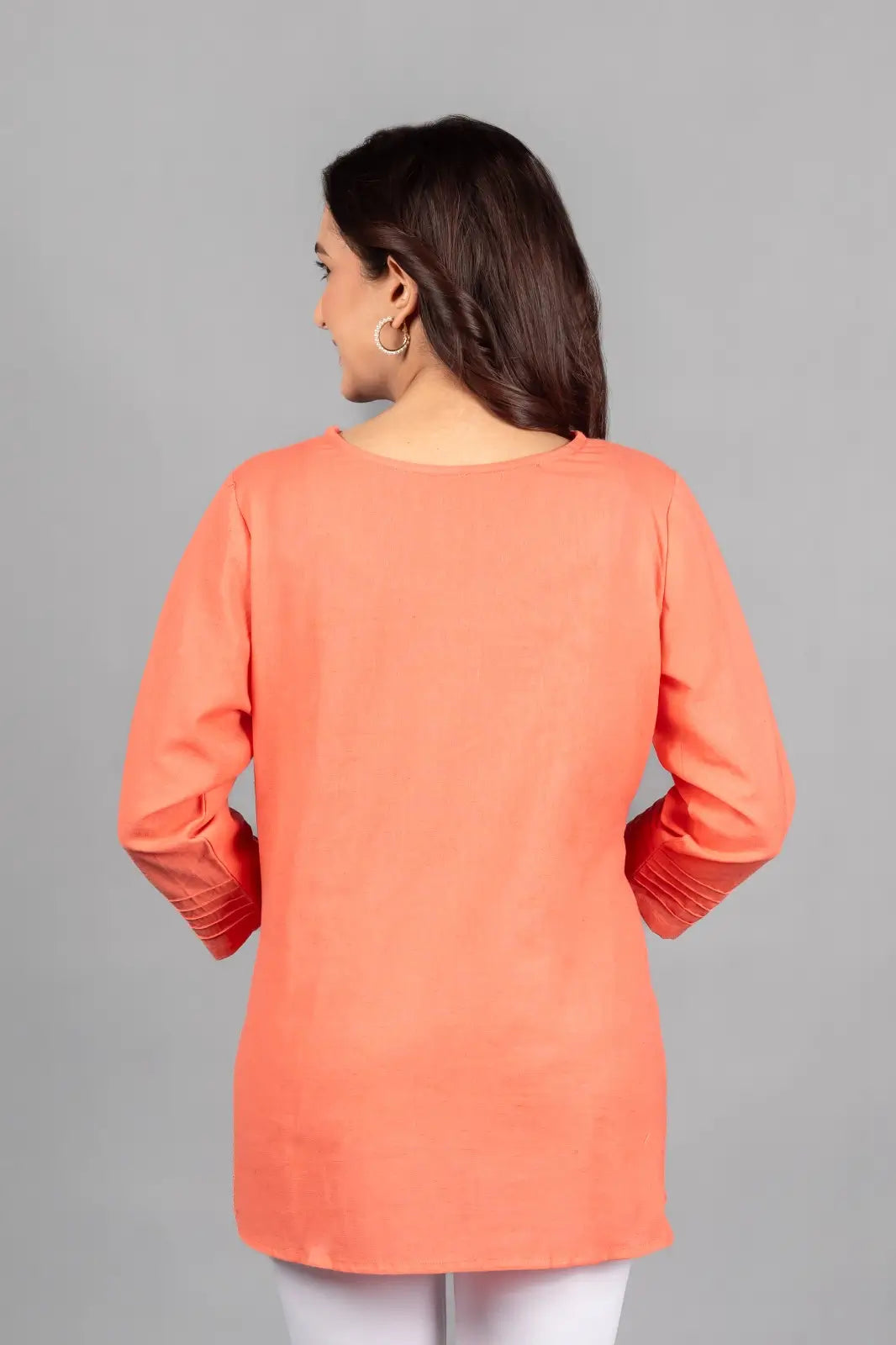 Georgia Peach Solid Straight Kurti