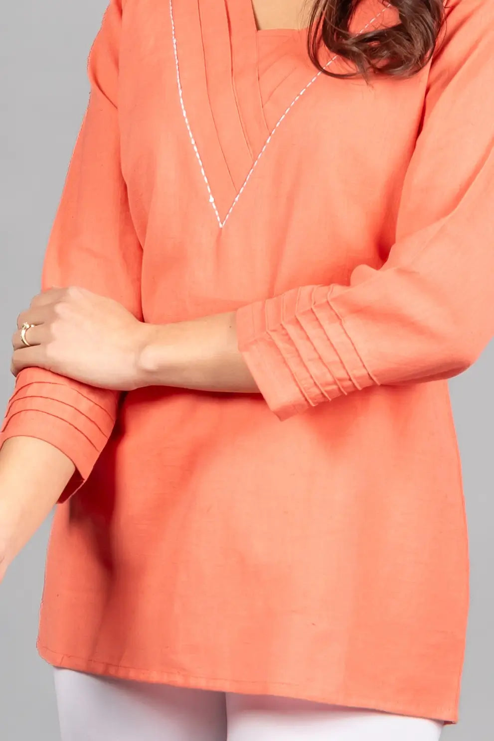 Georgia Peach Solid Straight Kurti