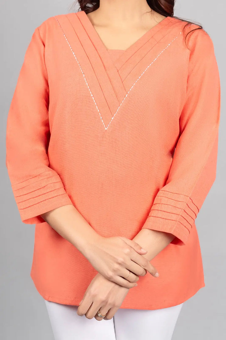 Georgia Peach Solid Straight Kurti