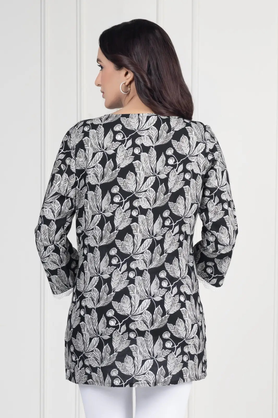 Black Leaf Short Kurti