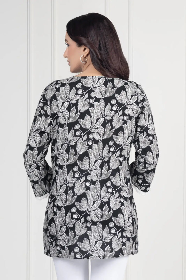 Black Leaf Short Kurti
