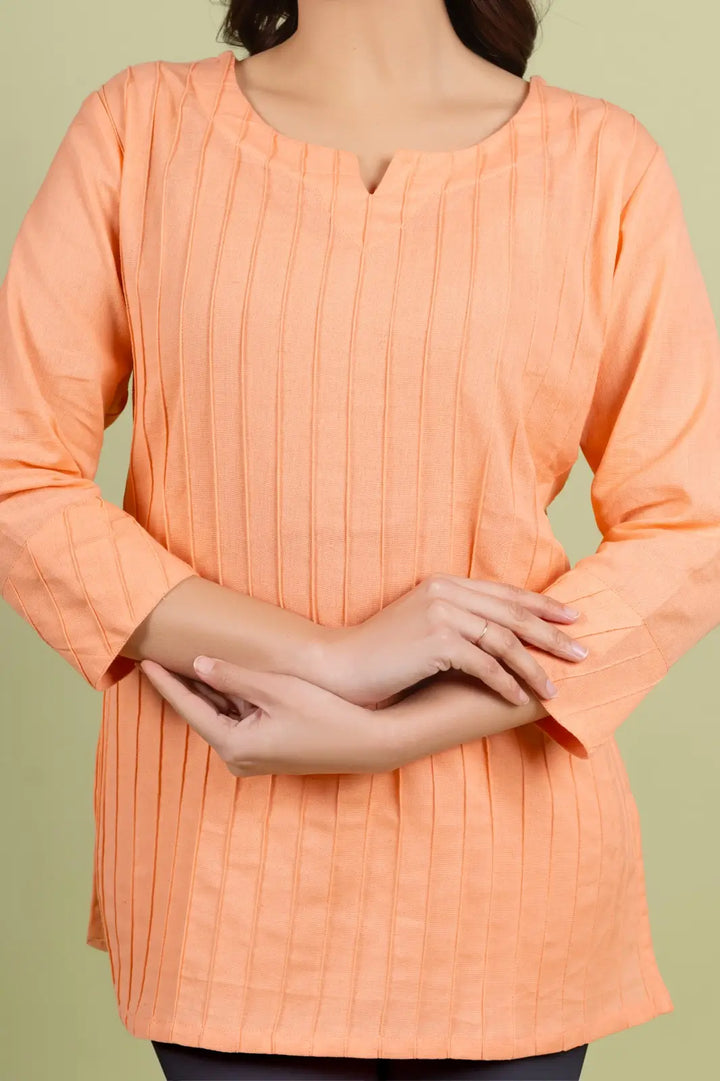 Coral Solid Straight Kurti