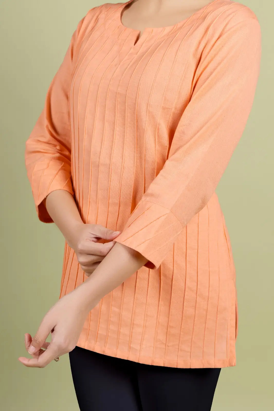 Coral Solid Straight Kurti