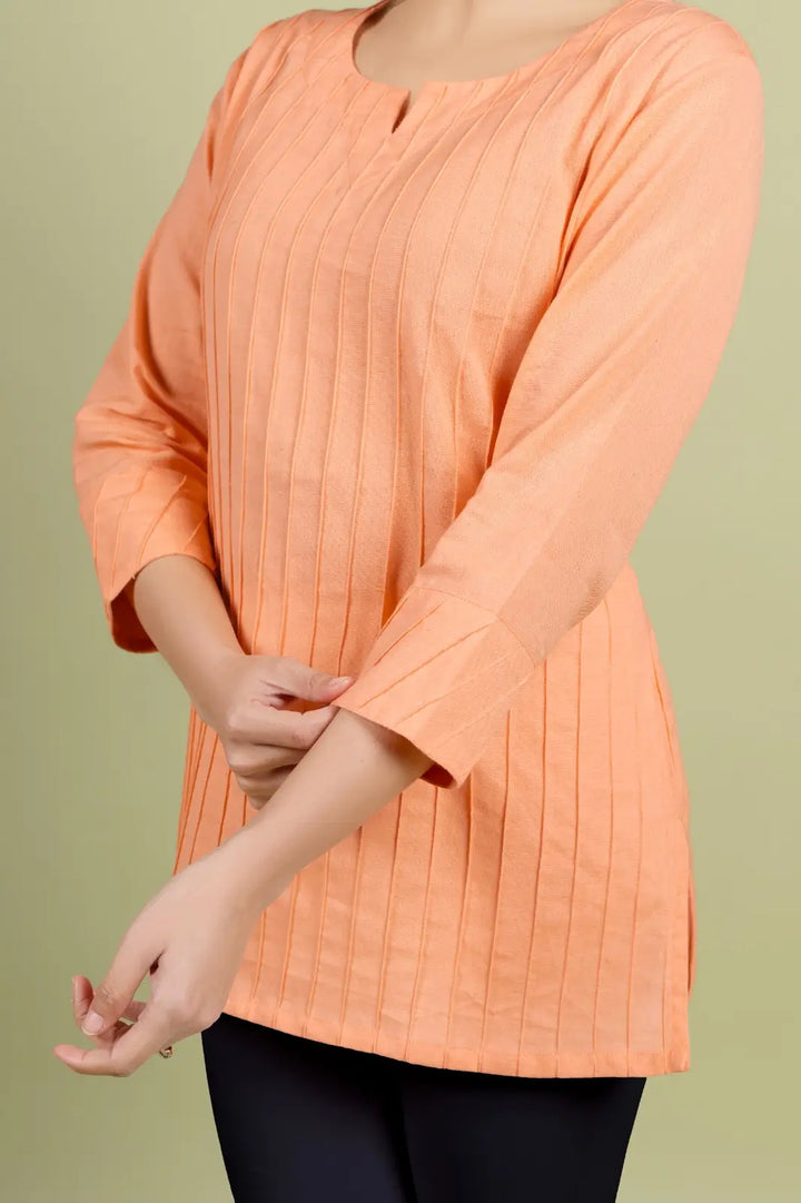 Coral Solid Straight Kurti