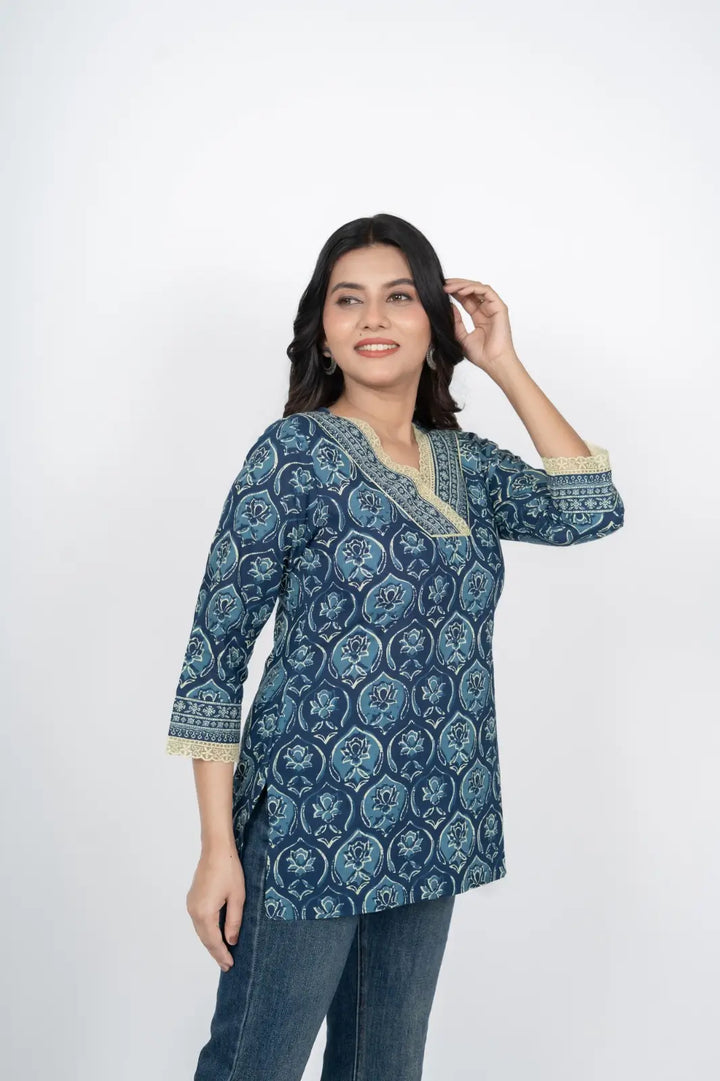 Indigo Blue Straight Kurti