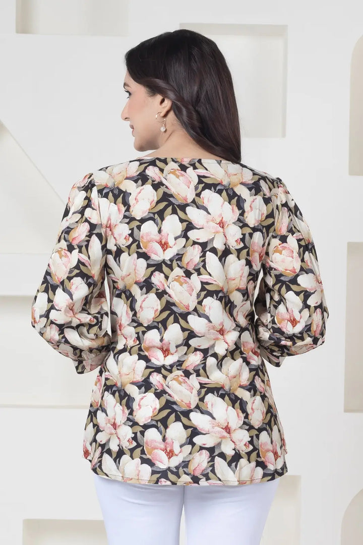 Rayon Black Flower Top