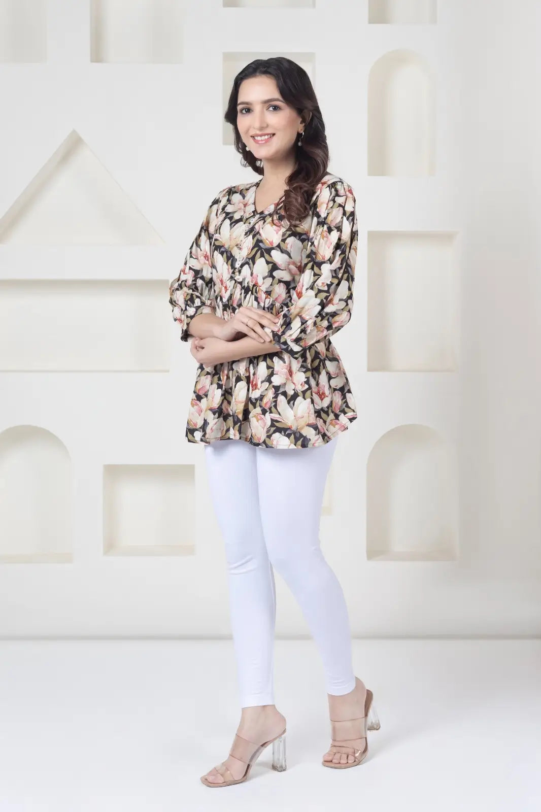 Rayon Black Flower Top