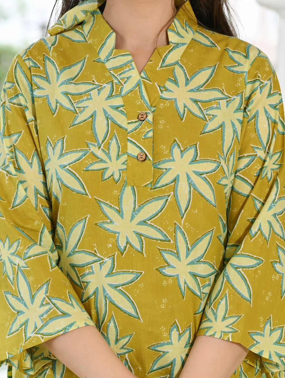 Star yellow printed cotton co-ord set