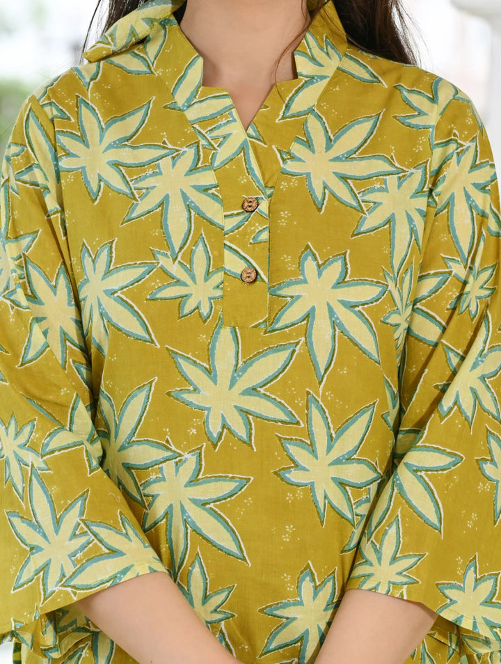 Star yellow printed cotton co-ord set