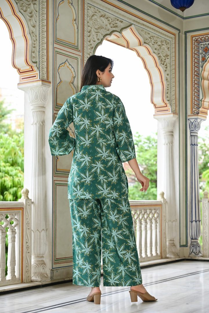 Star green printed cotton co- ord set