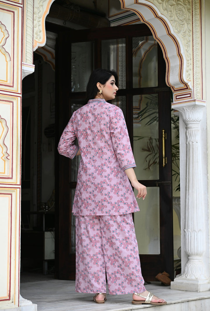 Chemistry Pink print cotton co-ord set
