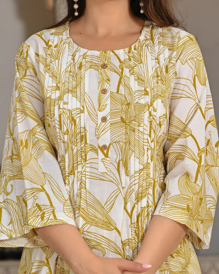 White printed cotton co- ord set