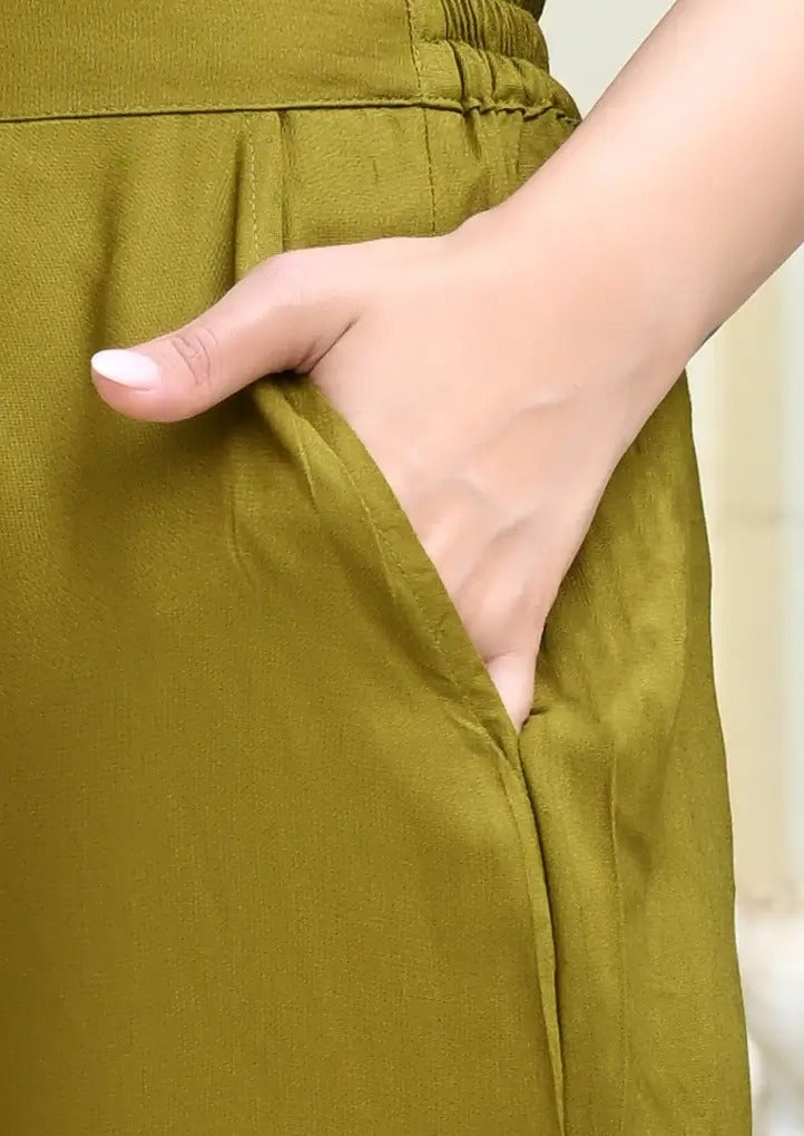 Deep Olive Solid Palazzo