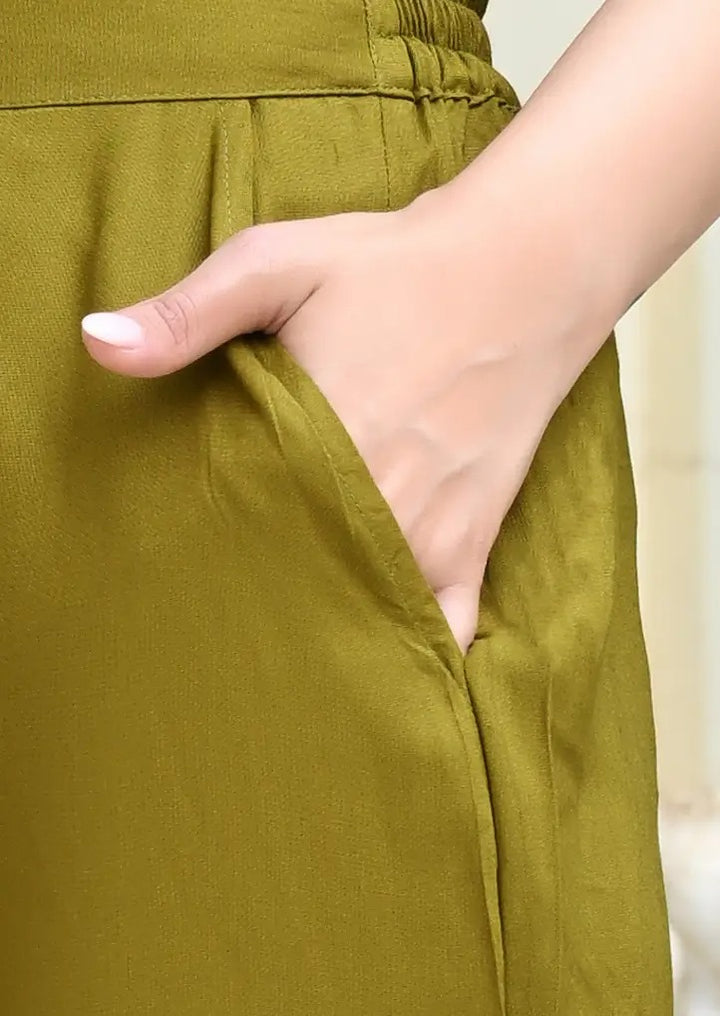 Deep Olive Solid Palazzo