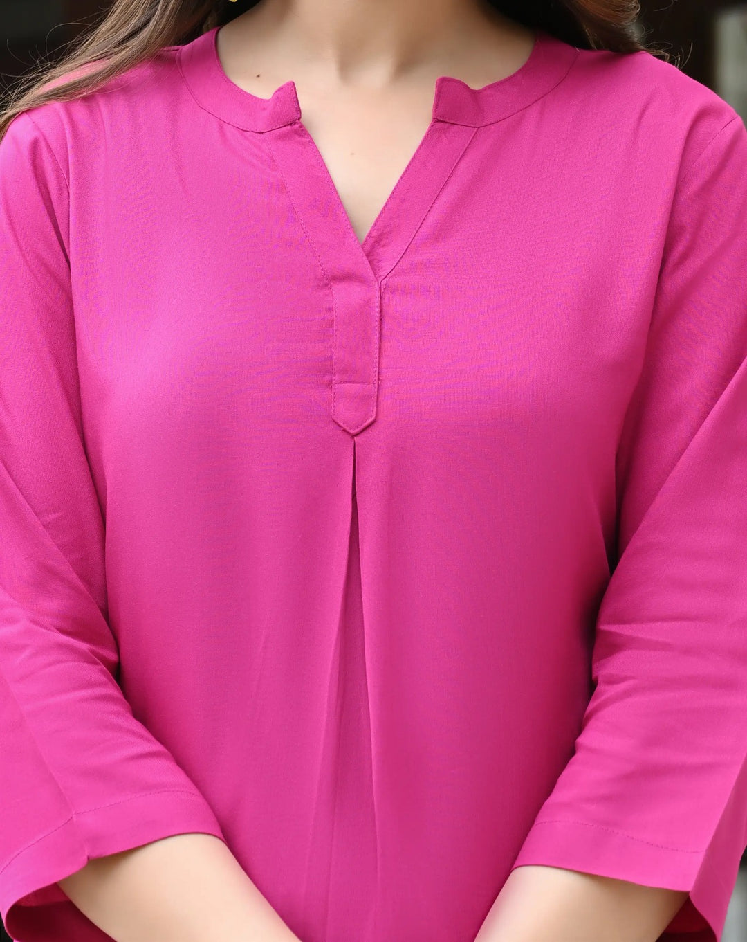 Magenta Pink Viscose Pleated Top
