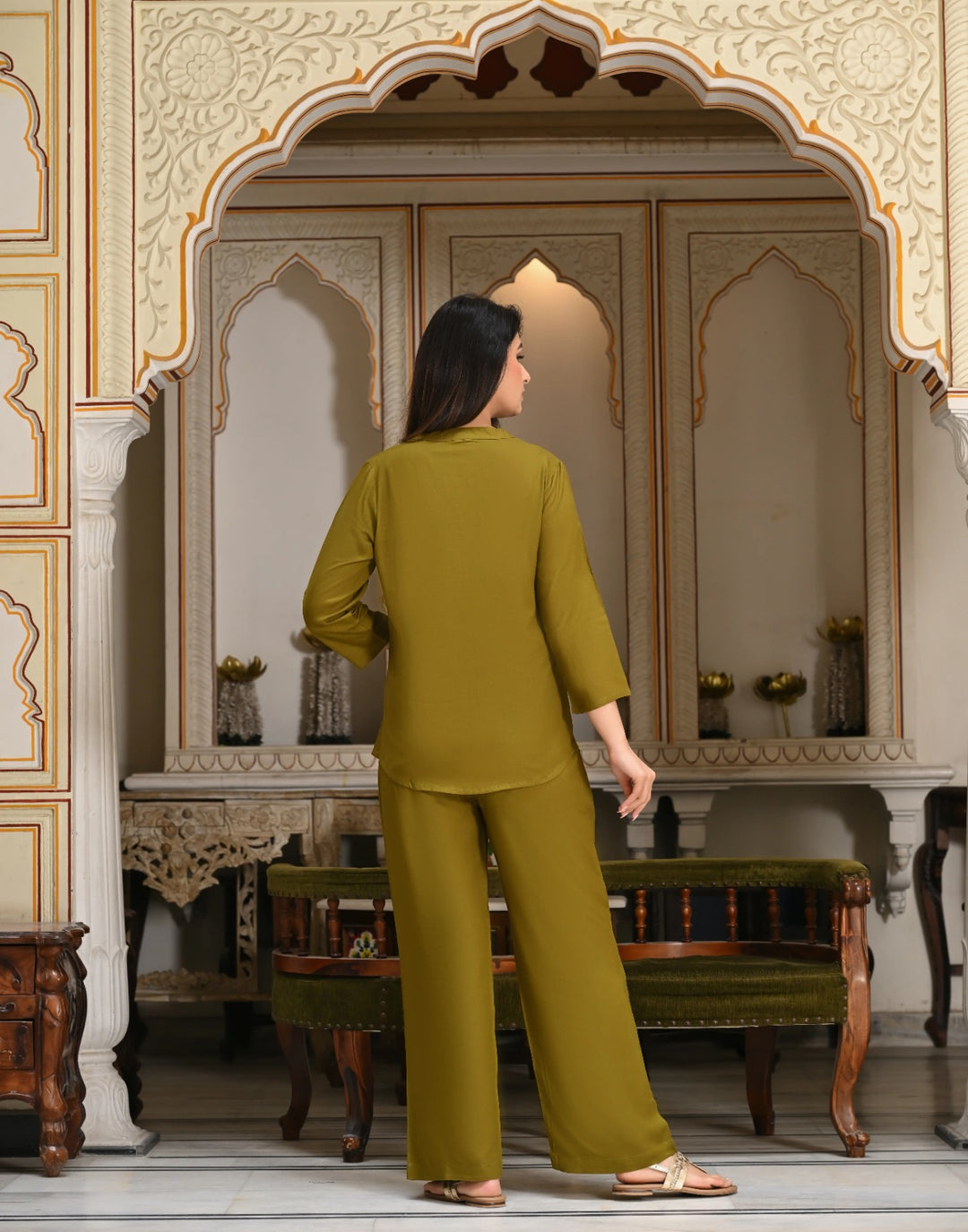 Deep Olive  Viscose co-ord set