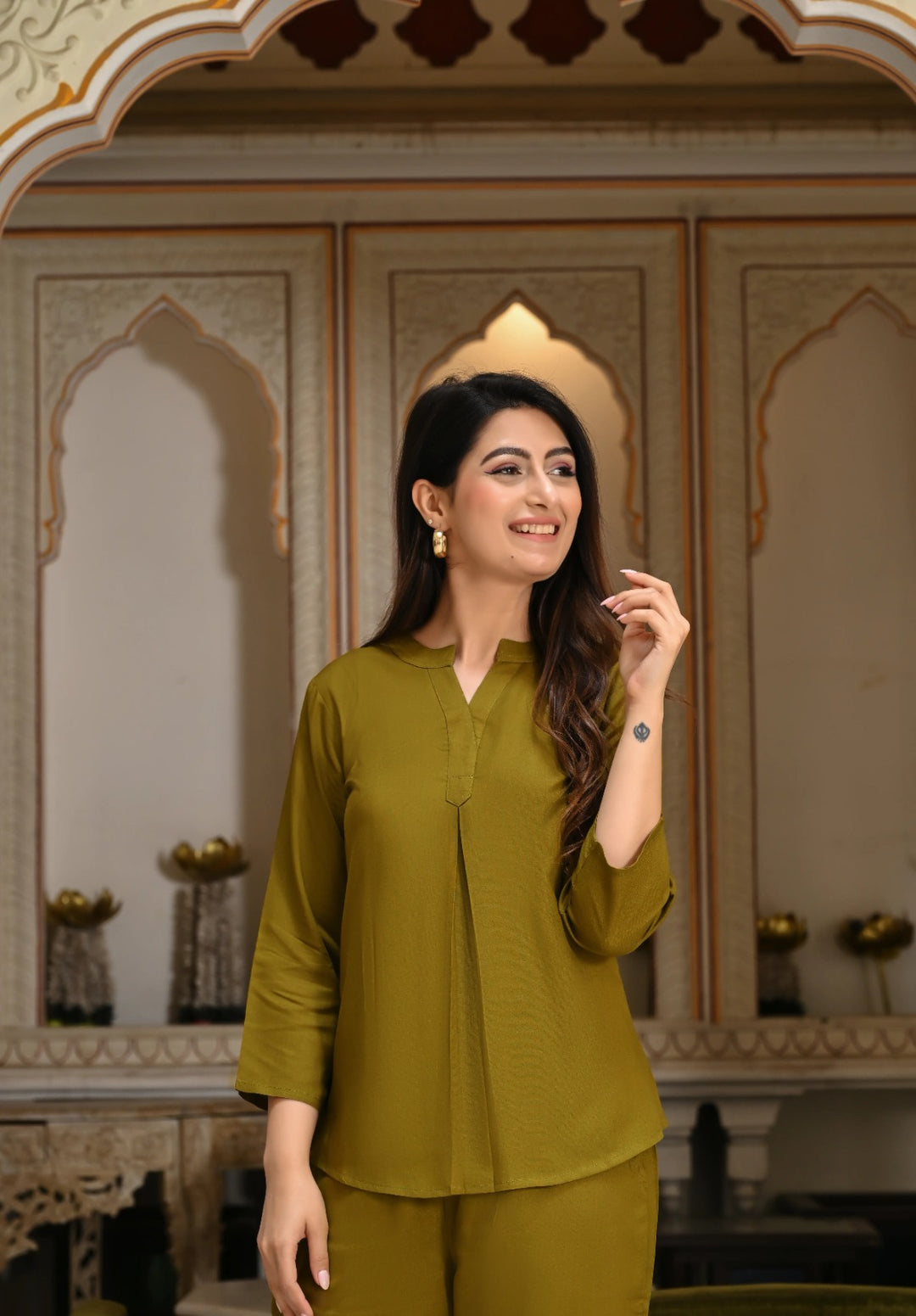 Deep Olive  Viscose co-ord set